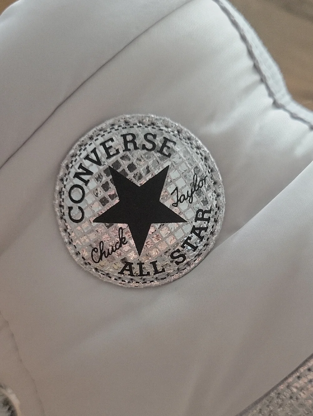 Converse White High-Top Kids Sneakers with Silver Accents